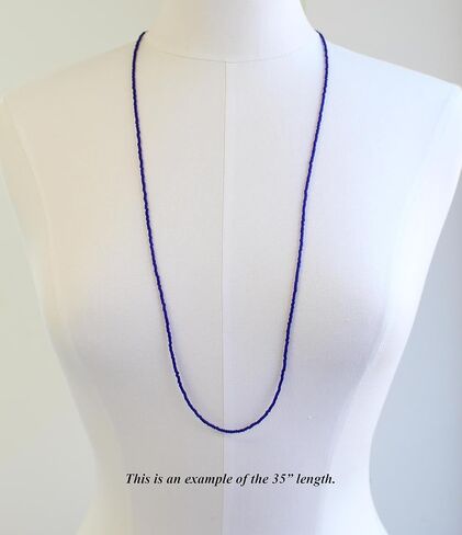 Handmade Cobalt Blue Seed Bead Necklace, Thin 1.5mm Single Strand in Saudi Arabia