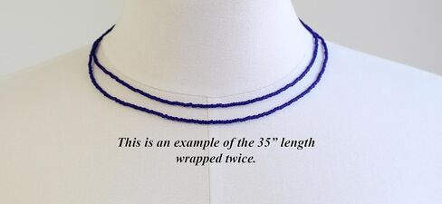 Handmade Cobalt Blue Seed Bead Necklace, Thin 1.5mm Single Strand in Saudi Arabia