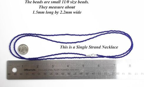 Handmade Cobalt Blue Seed Bead Necklace, Thin 1.5mm Single Strand in Saudi Arabia