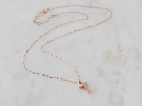 Gold Cross Necklaces for Women, 14k Gold Filled Dainty Cross Necklace, Religious Jewelry, Gift for Communion, Baptism, Layered Necklace, Austin Down to Earth (Gold, 16+2) in Kuwait