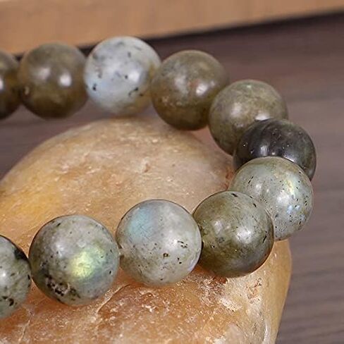 Sofiacreations Handmade Natural Genuine Labradorite Beaded Charm Stretchy Bracelet, Healing Protection Strength Reiki Anxiety Relief Balance Spiritual Bracelet, Gift for Women in Saudi Arabia