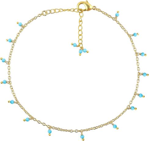 Dainty Gemstone Beads Anklet 2-2.5mm, Plaiting Gold Adjustable 9+2 Inch, Handmade Boho Minimalist Anklet for Women, Delicate Layered Jewelry Gift for Her (Red Garnet) in Kuwait