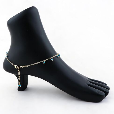 Dainty Gemstone Beads Anklet 2-2.5mm, Plaiting Gold Adjustable 9+2 Inch, Handmade Boho Minimalist Anklet for Women, Delicate Layered Jewelry Gift for Her (Red Garnet) in Kuwait