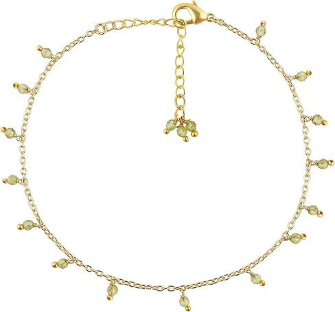 Dainty Gemstone Beads Anklet 2-2.5mm, Plaiting Gold Adjustable 9+2 Inch, Handmade Boho Minimalist Anklet for Women, Delicate Layered Jewelry Gift for Her (Red Garnet) in Kuwait