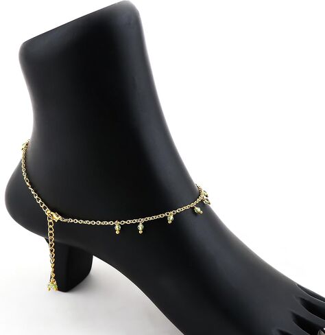 Dainty Gemstone Beads Anklet 2-2.5mm, Plaiting Gold Adjustable 9+2 Inch, Handmade Boho Minimalist Anklet for Women, Delicate Layered Jewelry Gift for Her (Red Garnet) in Kuwait
