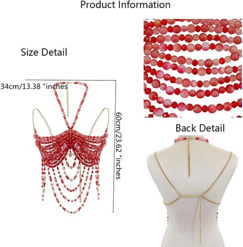 Handmade Beads Body Chain, Mermaid Top Rave Outfit Body Jewelry, Mermaid Costume, Beaded Bra Bralette Bead Waist Body Jewelry for Women for Boho Festival Clubbing (green) in Kuwait