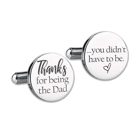Love, Georgie Stepfather of the Bride or Groom Cufflinks, Wedding Gift for Stepdad from Stepdaughter or Stepson, Father's Day, Christmas Present for Bonus Dad, Round Steel or Gold Cufflinks (Steel) in Kuwait