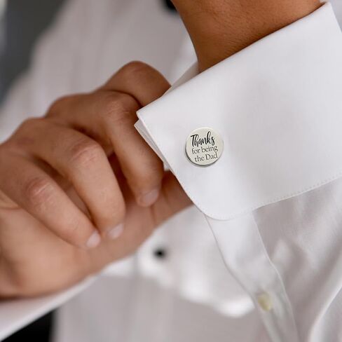 Love, Georgie Stepfather of the Bride or Groom Cufflinks, Wedding Gift for Stepdad from Stepdaughter or Stepson, Father's Day, Christmas Present for Bonus Dad, Round Steel or Gold Cufflinks (Steel) in Kuwait