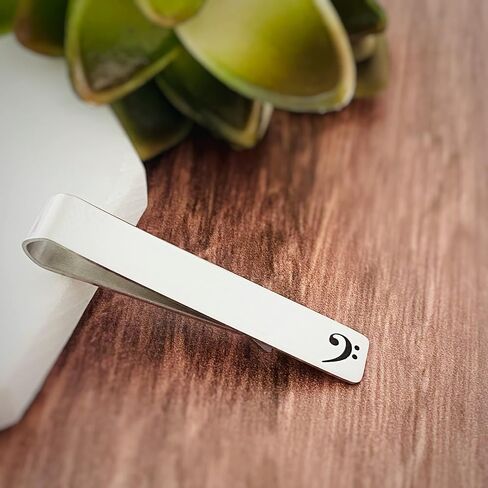 Bass Clef Note Silver Stainless Steel Tie Bar Clip in Saudi Arabia