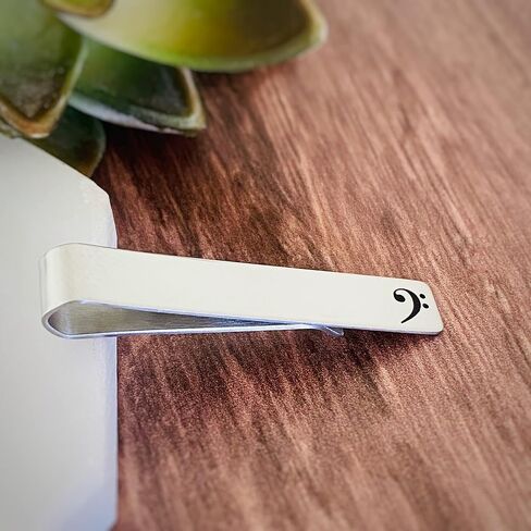 Bass Clef Note Silver Stainless Steel Tie Bar Clip in Saudi Arabia