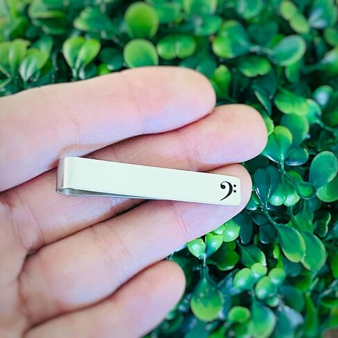 Bass Clef Note Silver Stainless Steel Tie Bar Clip in Saudi Arabia