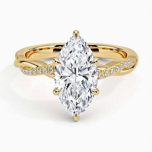 1-3 CT Marquise Moissanite خاتم الخطوبة عديمة اللون VVS1 10K 14K 18K الذهب الصلب و 925 Sterling Silver Twisted Vines Moissanite Hishaft Gift for Women (الحجر الرئيسي: 2 قيراط ، أصفر) in Kuwait