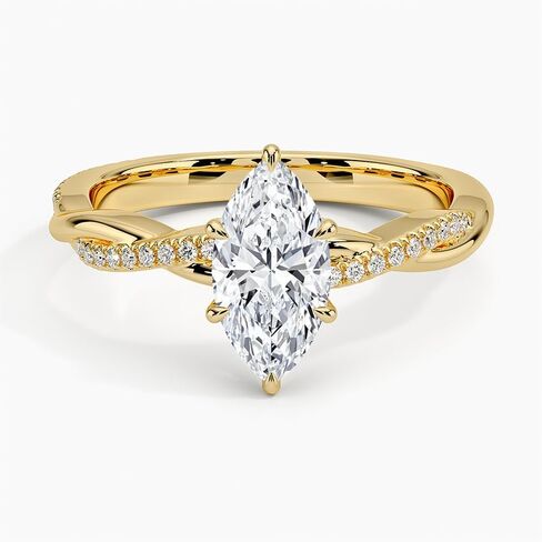 1-3 CT Marquise Moissanite خاتم الخطوبة عديمة اللون VVS1 10K 14K 18K الذهب الصلب و 925 Sterling Silver Twisted Vines Moissanite Hishaft Gift for Women (الحجر الرئيسي: 2 قيراط ، أصفر) in Kuwait