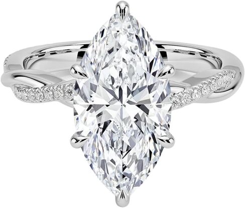 1-3 CT Marquise Moissanite خاتم الخطوبة عديمة اللون VVS1 10K 14K 18K الذهب الصلب و 925 Sterling Silver Twisted Vines Moissanite Hishaft Gift for Women (الحجر الرئيسي: 2 قيراط ، أصفر) in Kuwait