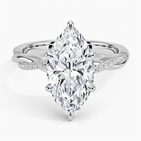 1-3 CT Marquise Moissanite خاتم الخطوبة عديمة اللون VVS1 10K 14K 18K الذهب الصلب و 925 Sterling Silver Twisted Vines Moissanite Hishaft Gift for Women (الحجر الرئيسي: 2 قيراط ، أصفر) in Kuwait