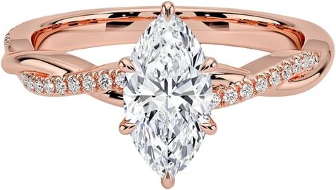 1-3 CT Marquise Moissanite Engagement Ring Colorless VVS1 10K 14K 18K Solid Gold & 925 Sterling Silver Twisted Vines Moissanite Ring Christmas Gift For Women (Main Stone : 2 Carat, Yellow) in Saudi Arabia