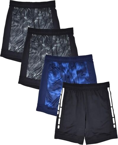 Andrew Scott Boys 7 Pack Active Performance Mesh Style Basketball Sport Shorts (7 Pack- Assorted Solids Contrast Pocket, X-Large) in Kuwait