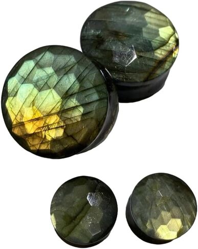 مجوهرات الجسم Naga Multiflash Labradorite Gemstone Ear Plugs (زوج) مقابس مقاس سداسية مقطوعة من أجل Earlobe (8g-54mm) (0g (8mm)) in Kuwait