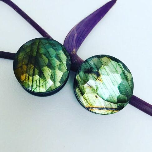 مجوهرات الجسم Naga Multiflash Labradorite Gemstone Ear Plugs (زوج) مقابس مقاس سداسية مقطوعة من أجل Earlobe (8g-54mm) (0g (8mm)) in Kuwait