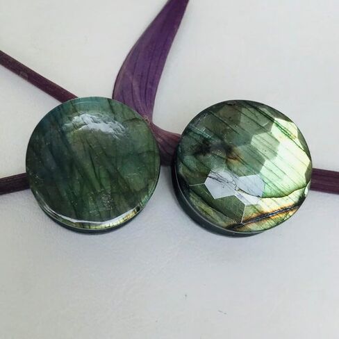 مجوهرات الجسم Naga Multiflash Labradorite Gemstone Ear Plugs (زوج) مقابس مقاس سداسية مقطوعة من أجل Earlobe (8g-54mm) (0g (8mm)) in Kuwait