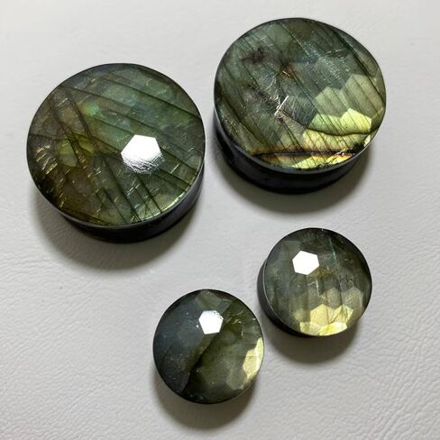 مجوهرات الجسم Naga Multiflash Labradorite Gemstone Ear Plugs (زوج) مقابس مقاس سداسية مقطوعة من أجل Earlobe (8g-54mm) (0g (8mm)) in Kuwait