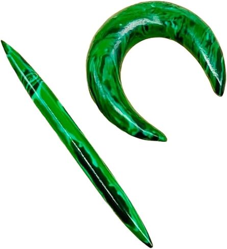 Malachite Crystal Tribal Septum Pincher & Spike Naga Body Piercing Jewelry Gauges, 12g (2mm) to 1/2 inch (12mm), Customized Size Available, Green (10g (2.5mm)) in Saudi Arabia