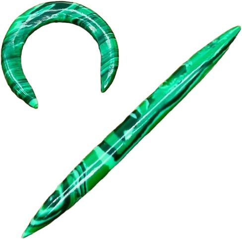 Malachite Crystal Tribal Septum Pincher & Spike Naga Body Piercing Jewelry Gauges, 12g (2mm) to 1/2 inch (12mm), Customized Size Available, Green (10g (2.5mm)) in Saudi Arabia