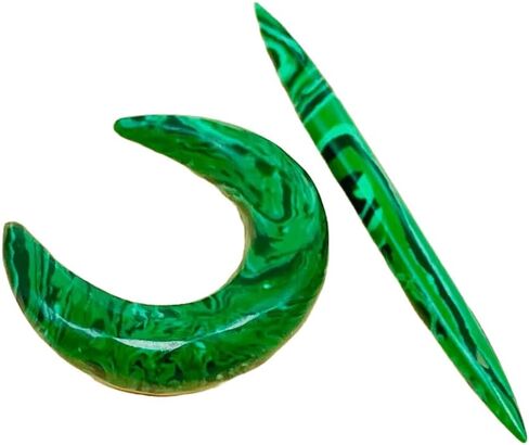 Malachite Crystal Tribal Septum Pincher & Spike Naga Body Piercing Jewelry Gauges, 12g (2mm) to 1/2 inch (12mm), Customized Size Available, Green (10g (2.5mm)) in Saudi Arabia