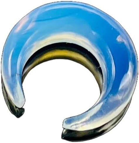 Opalite Glass Handmade Naga Body Piercing Tribal Septum Crescent Horseshoe Pincher Gauges, Sizes 2mm (12g) to 12mm (1/2 inch) (3.5 mm (7 g)) in Saudi Arabia