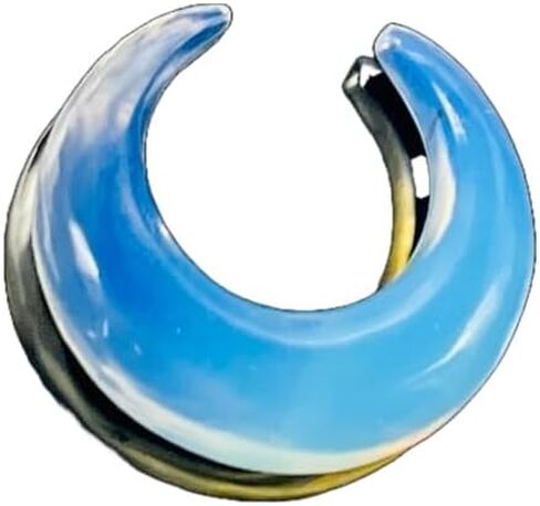 Opalite Glass Handmade Naga Body Piercing Tribal Septum Crescent Horseshoe Pincher Gauges, Sizes 2mm (12g) to 12mm (1/2 inch) (3.5 mm (7 g)) in Saudi Arabia