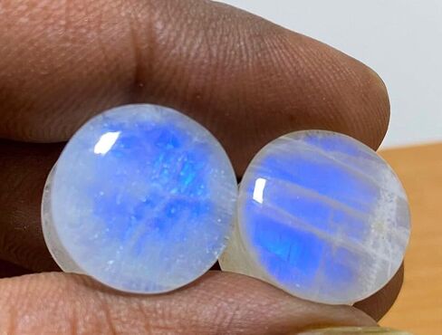 Uni Craft's Pair of Natural White Rainbow Moonstone Gemstone Handmade Double Flared Round Shaped Ear Gauges Plugs Naga Body Piercing Jewelry Size 8g (3mm) to 1" (25mm) (00g (10mm)) in Saudi Arabia