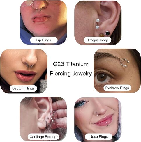 18G G23 خواتم أنف التيتانيوم الحاجز للنساء 14K حلقة الذهب Hypoallergenic حدوة حصان للبشرة الحساسة داخليًا متورطًا في كرة أوبال مرفقة CZ CZ Daith Cartilage Tragus Molerings Molect in Kuwait