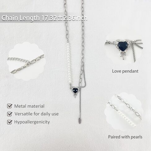 Buyongwant Irregular Necklace Heart shaped White Moonlight Stone Sweet Splice Chain Fashion Cool Jewelry Girl Christmas Valentine's Day Gift in Saudi Arabia