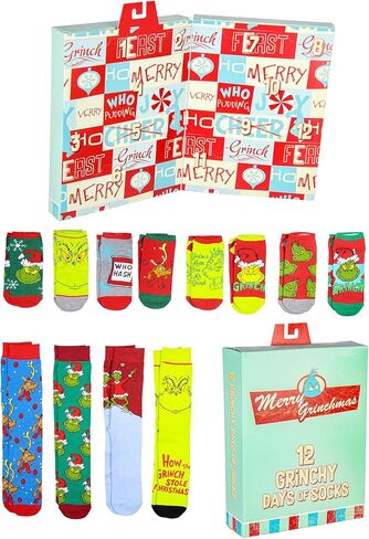 Bioworld The Grinch Merry Grinchmas 12 Grinchy Days Of Socks Mix and Match Gift Box Set in Saudi Arabia