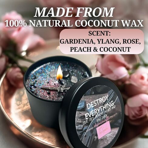 Destroy Everything Spiritual Candle to Cut Ties, Remove hexes and Bad luck | Energy cleansing | Soy Candles Non Toxic | Sage Candle | Cleanse Your Home & Calm and Relax (Small 4oz) in Saudi Arabia