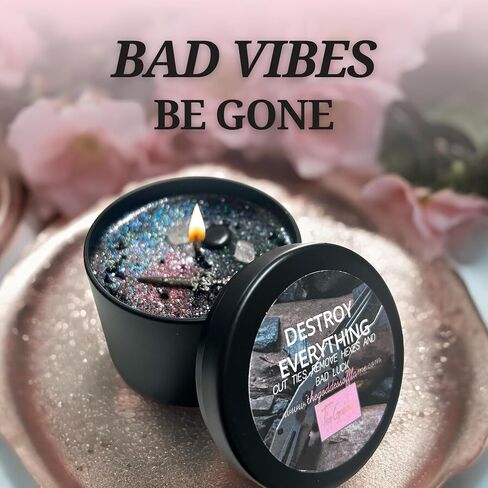 Destroy Everything Spiritual Candle to Cut Ties, Remove hexes and Bad luck | Energy cleansing | Soy Candles Non Toxic | Sage Candle | Cleanse Your Home & Calm and Relax (Small 4oz) in Saudi Arabia