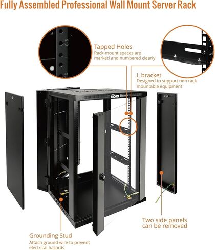 Fully Welded Server Cabinet, 15U Wall Mount Rack, 27.6inch Depth Network Rack, Mesh Door, Swing Out, Load Bearing 242lbs (110 kg), Network Cabinet for 19in Computer/AV/Data/IT Equipment in Kuwait