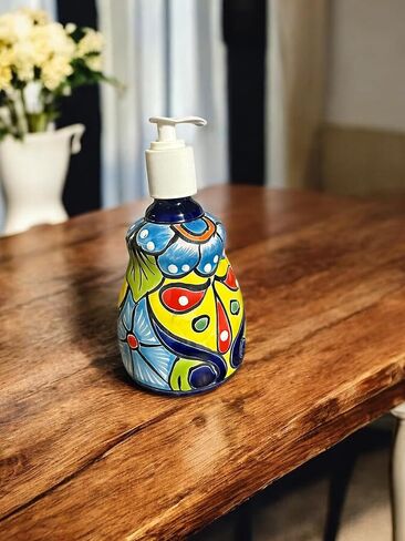 Talavera Soap Dispenser – Hand-Painted Mexican Pottery, Vibrant Ceramic Bathroom & Kitchen Decor (Large) in Saudi Arabia