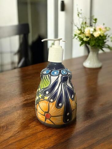 Talavera Soap Dispenser – Hand-Painted Mexican Pottery, Vibrant Ceramic Bathroom & Kitchen Decor (Large) in Saudi Arabia