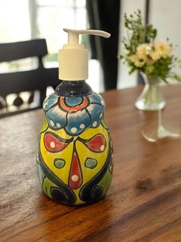 Talavera Soap Dispenser – Hand-Painted Mexican Pottery, Vibrant Ceramic Bathroom & Kitchen Decor (Large) in Saudi Arabia