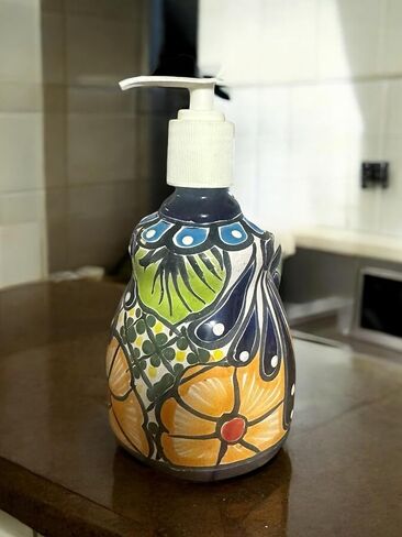 Talavera Soap Dispenser – Hand-Painted Mexican Pottery, Vibrant Ceramic Bathroom & Kitchen Decor (Large) in Saudi Arabia