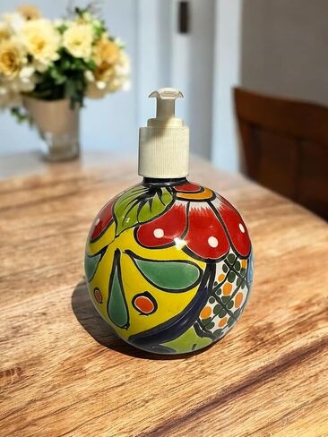 Talavera Soap Dispenser – Hand-Painted Mexican Pottery, Vibrant Ceramic Bathroom & Kitchen Decor (Large) in Saudi Arabia