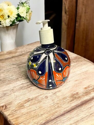 Talavera Soap Dispenser – Hand-Painted Mexican Pottery, Vibrant Ceramic Bathroom & Kitchen Decor (Large) in Saudi Arabia