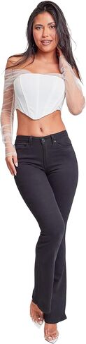 YMI Womens Basic 5 Pocket 1 Button High-Rise Flare in Saudi Arabia