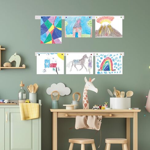 Magnetic Art Display for Kids Artwork (Set of 2) - Kids Art Display - Artwork Display for Kids Art for Wall - Picture Hanging System - Display Children Artwork - Magnet Bar (36, Black) in Saudi Arabia