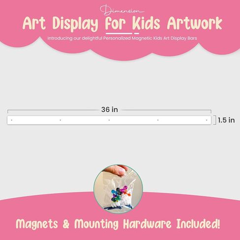 Magnetic Art Display for Kids Artwork (Set of 2) - Kids Art Display - Artwork Display for Kids Art for Wall - Picture Hanging System - Display Children Artwork - Magnet Bar (36, Black) in Saudi Arabia