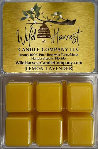 Lemon Lavender Scented, 1-Pack Pure Beeswax Melts for Warmers, Wild Harvest Candle Company, 3 oz Beeswax Tarts Cubes, Hand Poured Made in USA, Phthalate Free in Saudi Arabia