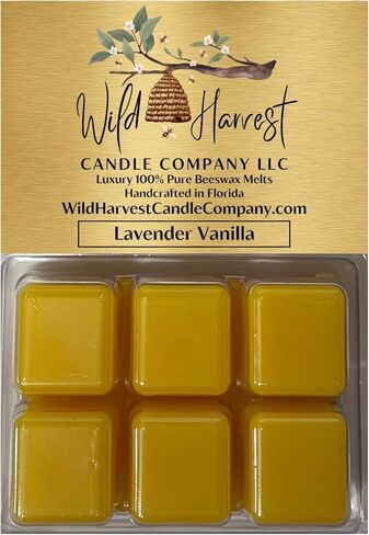Lemon Lavender Scented, 1-Pack Pure Beeswax Melts for Warmers, Wild Harvest Candle Company, 3 oz Beeswax Tarts Cubes, Hand Poured Made in USA, Phthalate Free in Saudi Arabia