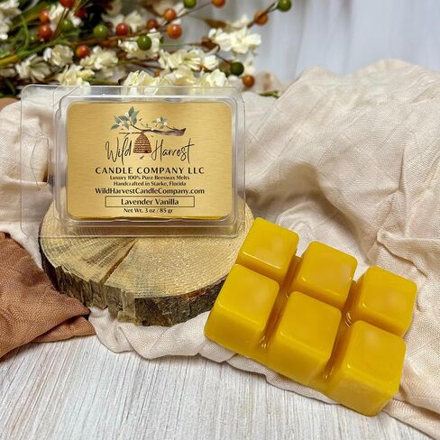 Lemon Lavender Scented, 1-Pack Pure Beeswax Melts for Warmers, Wild Harvest Candle Company, 3 oz Beeswax Tarts Cubes, Hand Poured Made in USA, Phthalate Free in Saudi Arabia