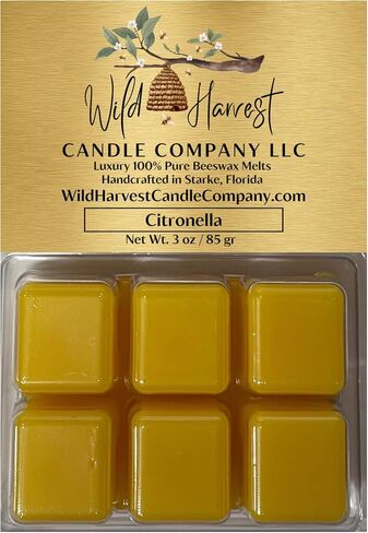 Lemon Lavender Scented, 1-Pack Pure Beeswax Melts for Warmers, Wild Harvest Candle Company, 3 oz Beeswax Tarts Cubes, Hand Poured Made in USA, Phthalate Free in Saudi Arabia